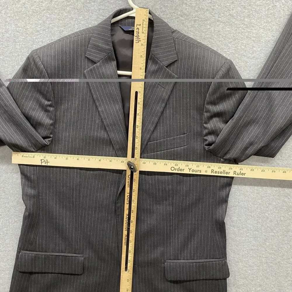 Brooks Brothers 346 Fitzgerald Fit Charcoal Gray Pinstripe Wool Suit 39R 34x30